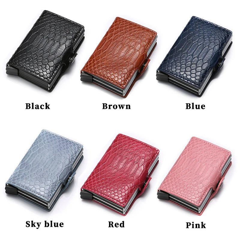 Name Engraved Wallet Card Holder Double Wallet Men's and Women's Money Bag Buckle Black PU Leather Wallet Smart Tri-fold Wallet