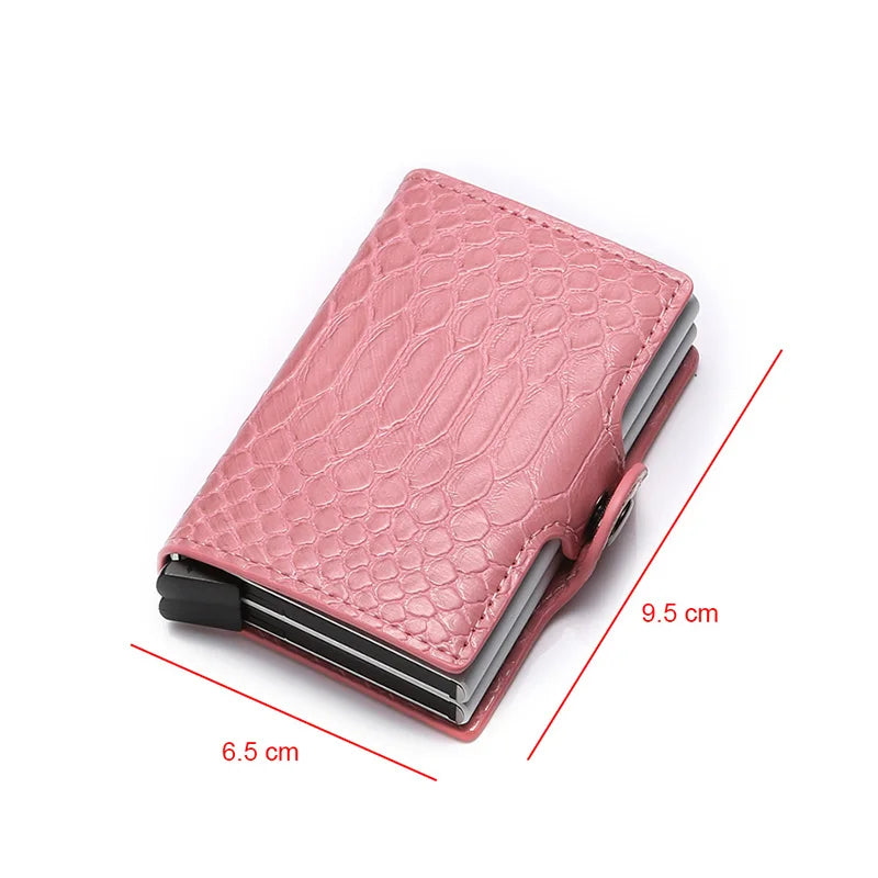 Name Engraved Wallet Card Holder Double Wallet Men's and Women's Money Bag Buckle Black PU Leather Wallet Smart Tri-fold Wallet