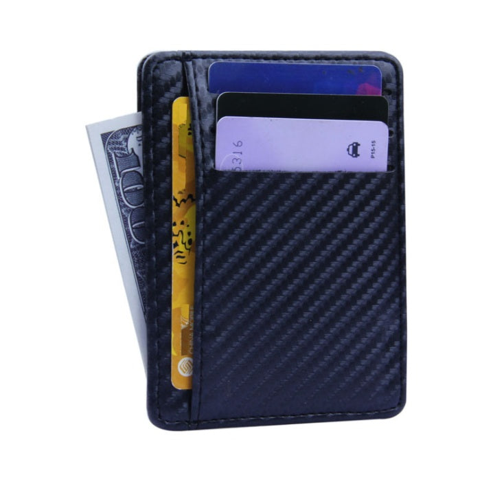 New Fashion Pu Leather Carbon Fiber Wallet Mini Slim Wallets Business Men Credit Card ID Holder with RFID Anti-chief Purse - regalmen - null