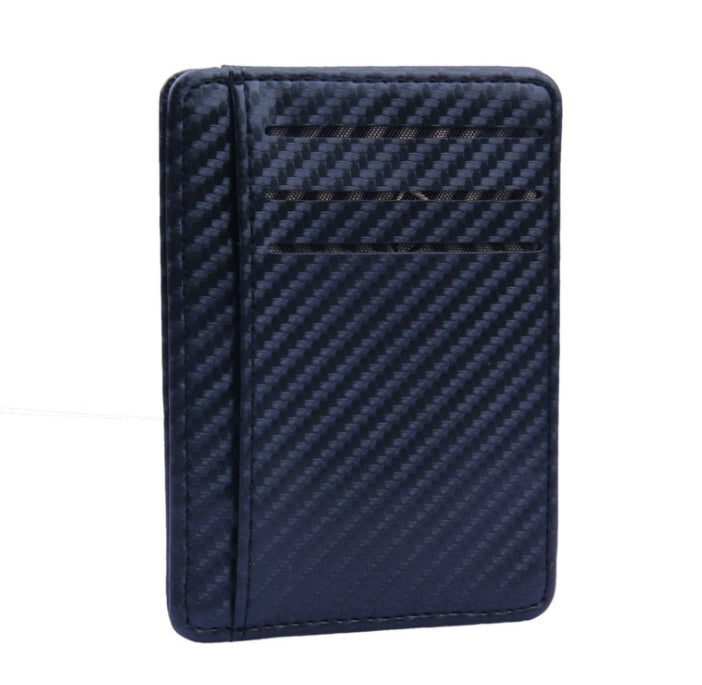 New Fashion Pu Leather Carbon Fiber Wallet Mini Slim Wallets Business Men Credit Card ID Holder with RFID Anti-chief Purse - regalmen - null