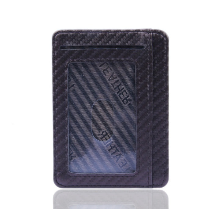 New Fashion Pu Leather Carbon Fiber Wallet Mini Slim Wallets Business Men Credit Card ID Holder with RFID Anti-chief Purse - regalmen - null