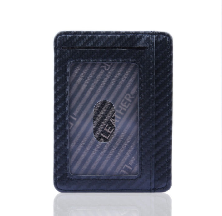 New Fashion Pu Leather Carbon Fiber Wallet Mini Slim Wallets Business Men Credit Card ID Holder with RFID Anti-chief Purse - regalmen - null