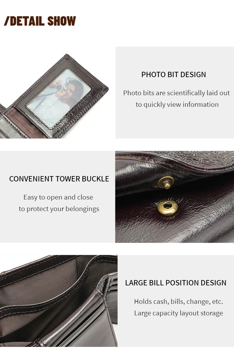 WESTAL RFID Wallet for Men Genuine Leather Coin Purse Men Thirdfold Wallets Clucth with Mulitfile Card Slots Money Bags 1134