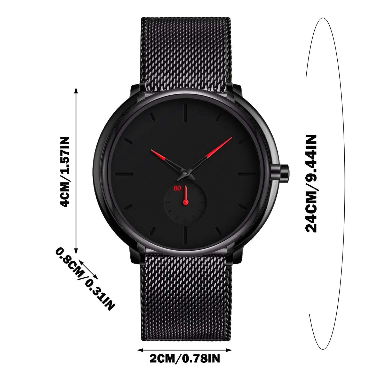 Watch Bands For Men Men'S Quartz Watch Business Mesh Strap Watch Men'S Popular Black Dial Simple Fashion Relojes Para Hombres