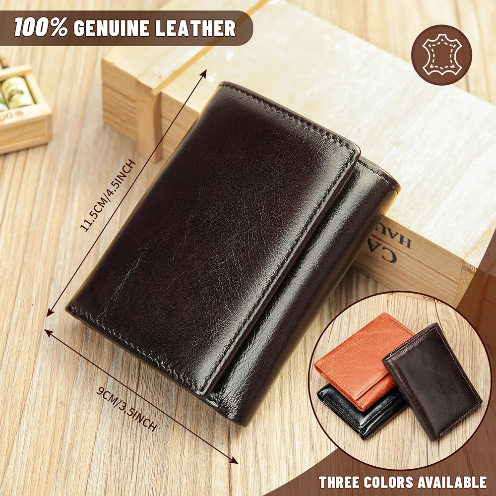 WESTAL RFID Wallet for Men Genuine Leather Coin Purse Men Thirdfold Wallets Clucth with Mulitfile Card Slots Money Bags 1134 - regalmen - null